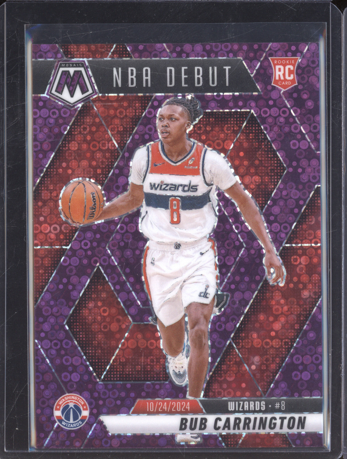 2024-25 Panini Mosaic 259 Bub Carrington NBA Debut Purple Fast Break 15/50 RC
