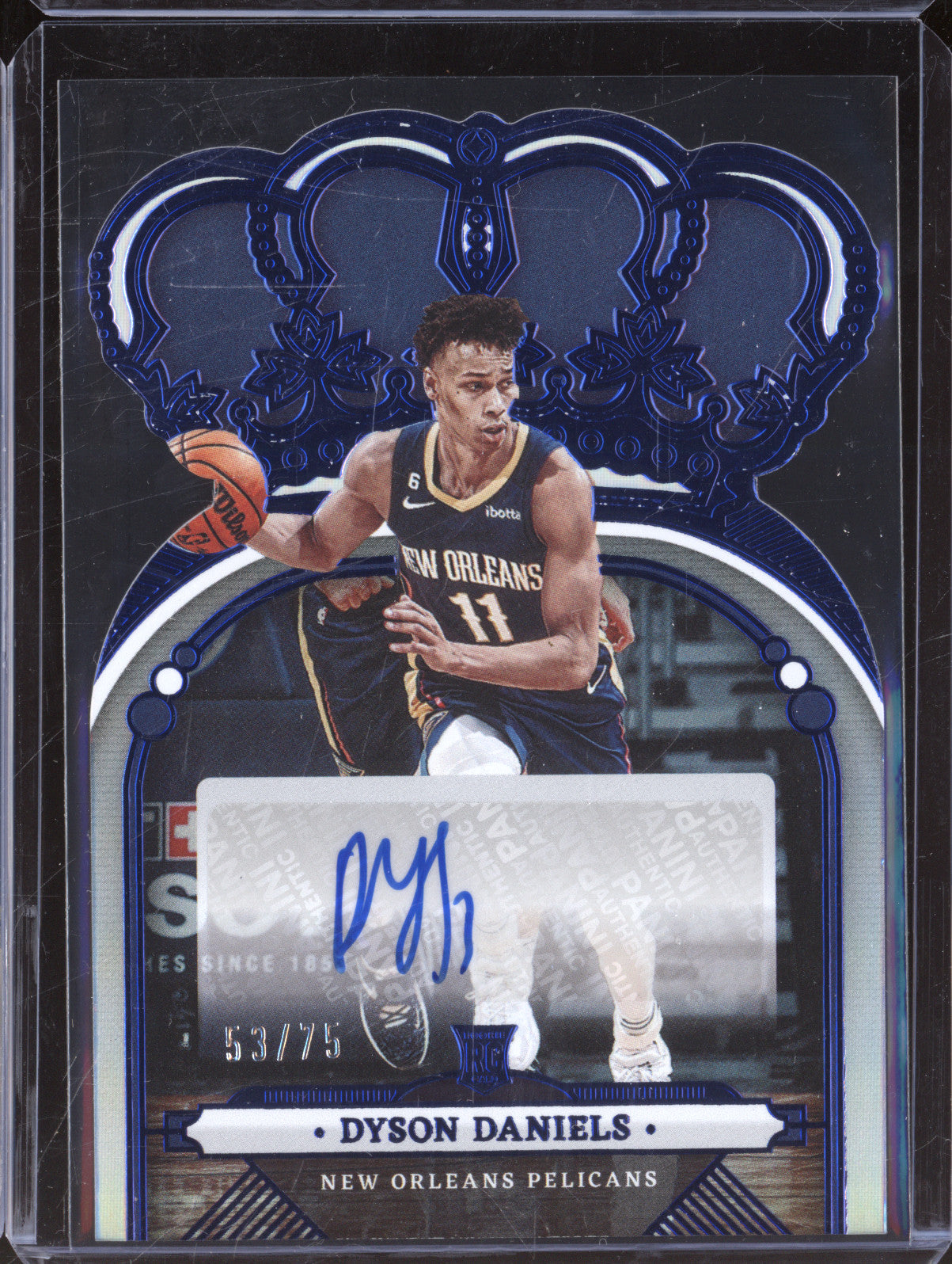 Dyson Daniels 2022 Panini Crown Royale RCA-DYD Rookie Crown Autographs Blue /75
