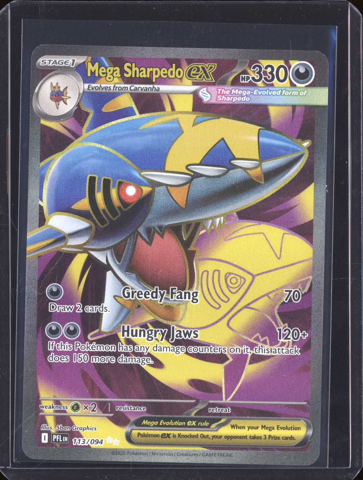 2025 Pokemon Phantasmal Flames PFL 113/094 Mega Sharpedo ex Ultra Rare