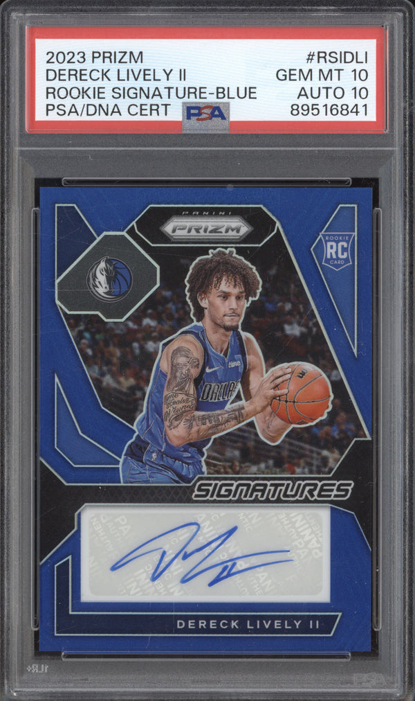 Dereck Lively II 2023-24 Panini Prizm RSI-DLI Rookie Signature Blue RC 27/49 PSA 10/10