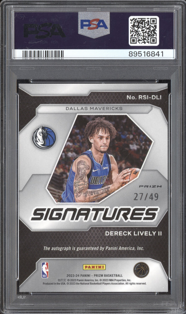 Dereck Lively II 2023-24 Panini Prizm RSI-DLI Rookie Signature Blue RC 27/49 PSA 10/10