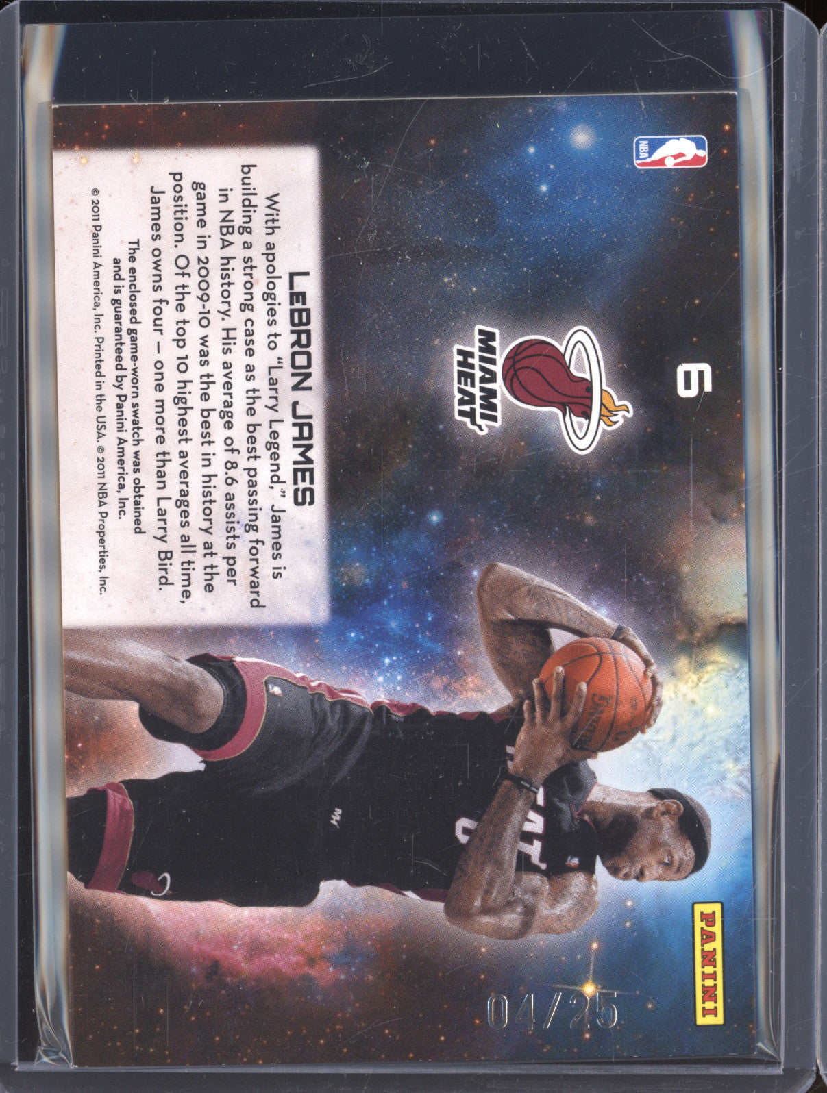 2011 Panini Absolute Memorabilia 1 LeBron James Star Gazing Game Worn 04/25