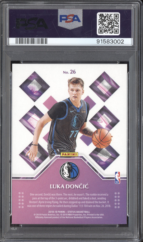 Luka Doncic 2018-19 Panini Status 26 Rookie Credentials Aqua RC PSA 9