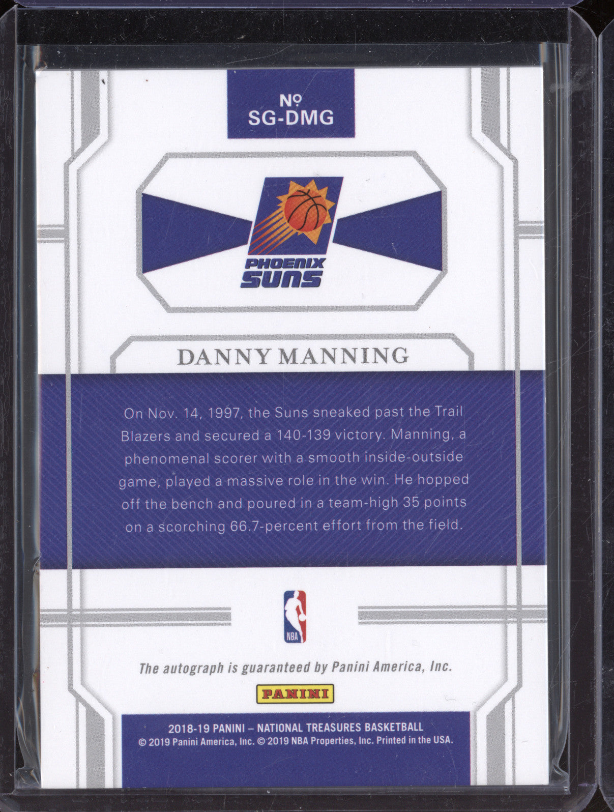 Danny Manning 2018-19 Panini National Treasures SD-DMG Signatures 50/99