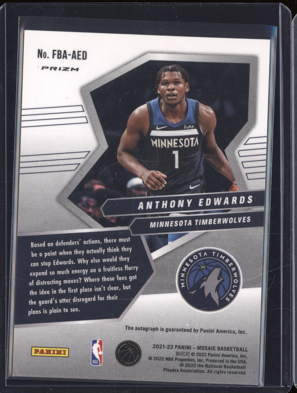 2021-22 Panini Mosaic FBA-AED Anthony Edwards Fast Break Auto