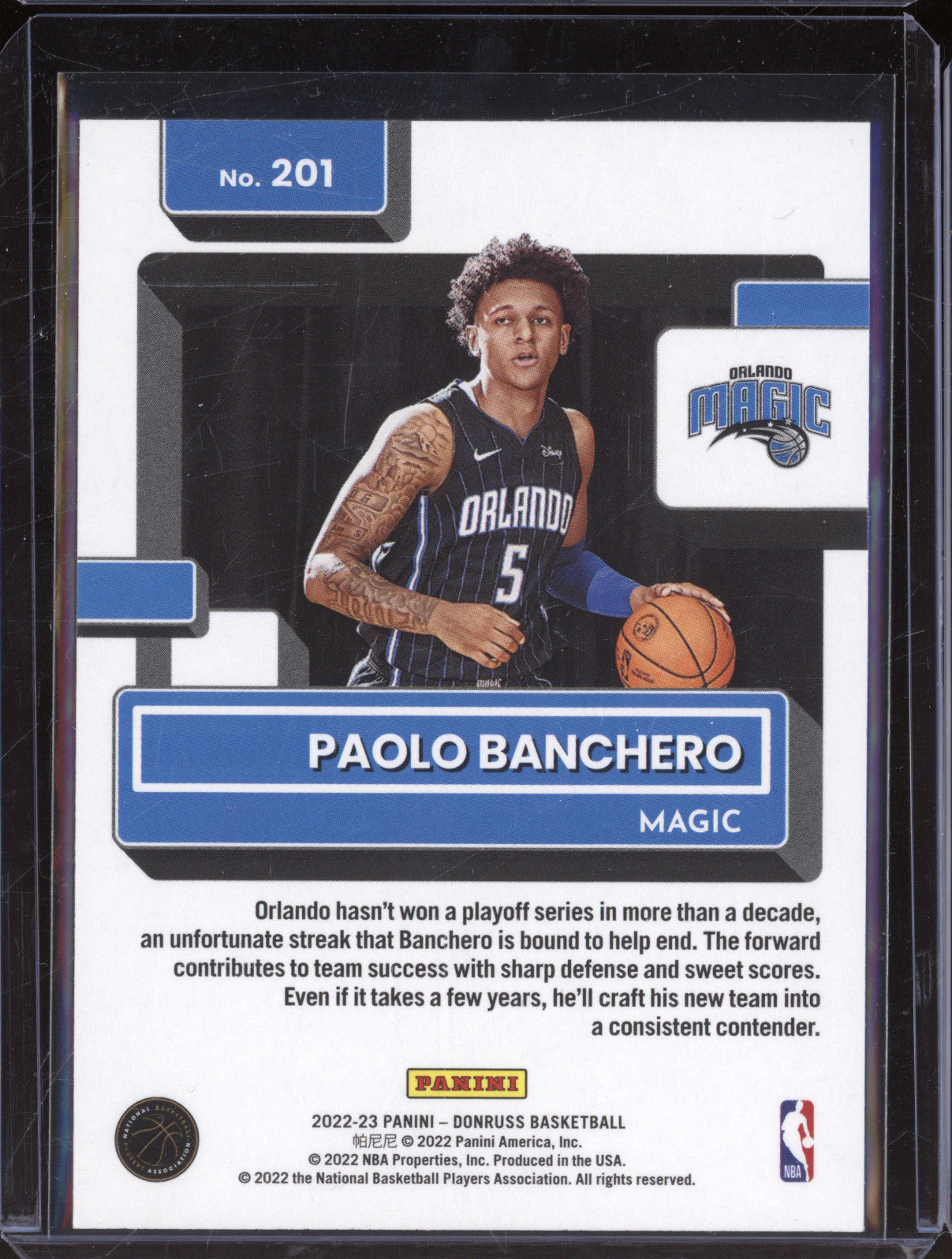 Paolo Banchero 2022-23 Donruss Rated Rookie 201 Choice RC