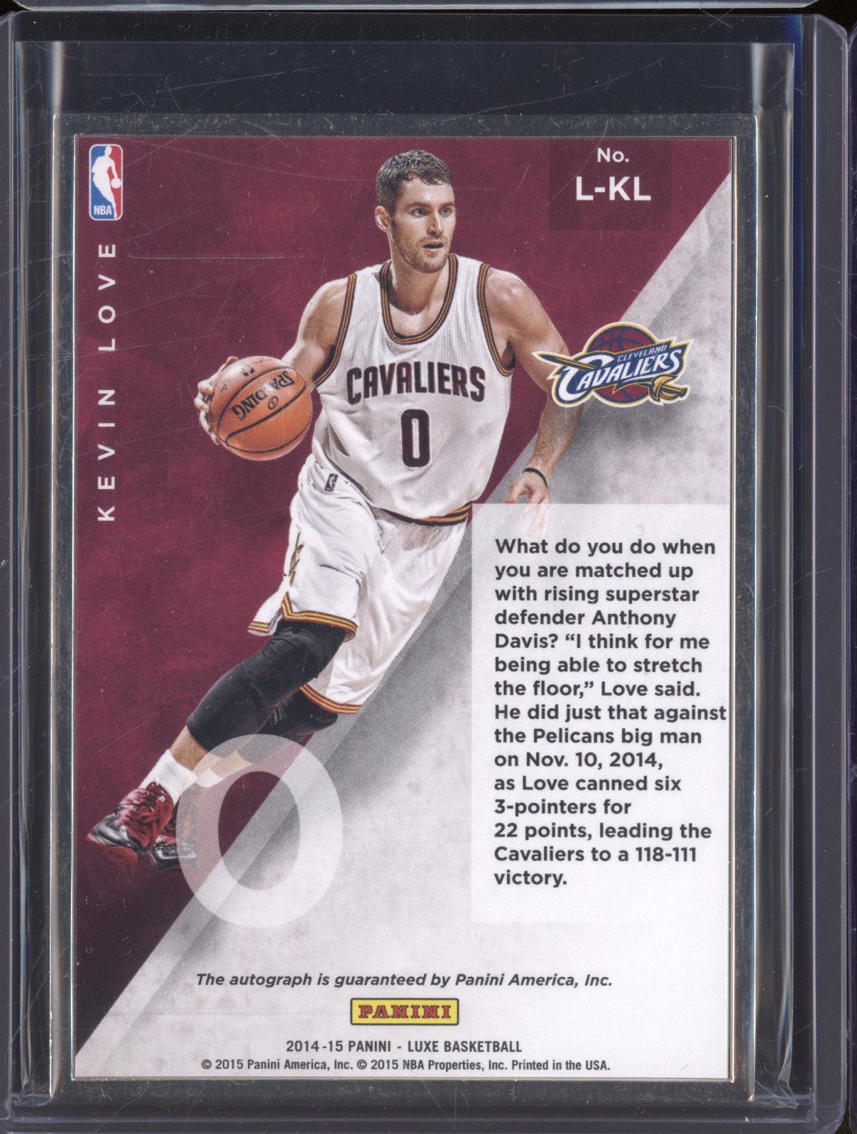 2014-15 Panini Luxe L-KL Kevin Love Auto 10/10