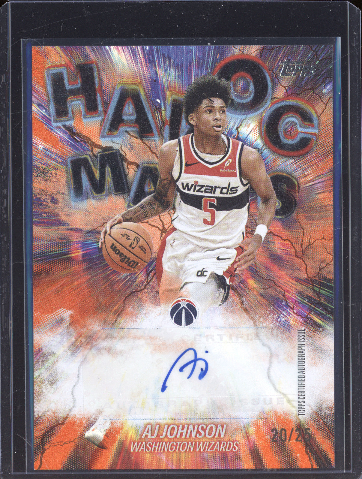 2025 NBA Basketball Topps AJ Johnson HM-AJ Havoc Marks Orange Rainbow Auto /25