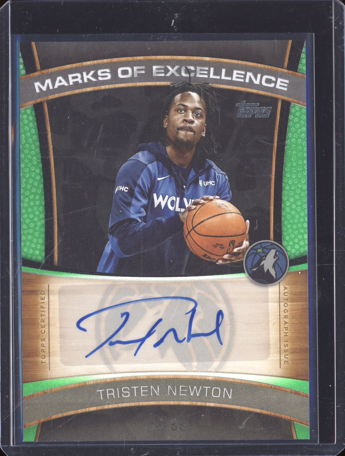 2025 NBA Topps Tristen Newton ME-TN Marks Of Excellence Green Rainbow Auto /99