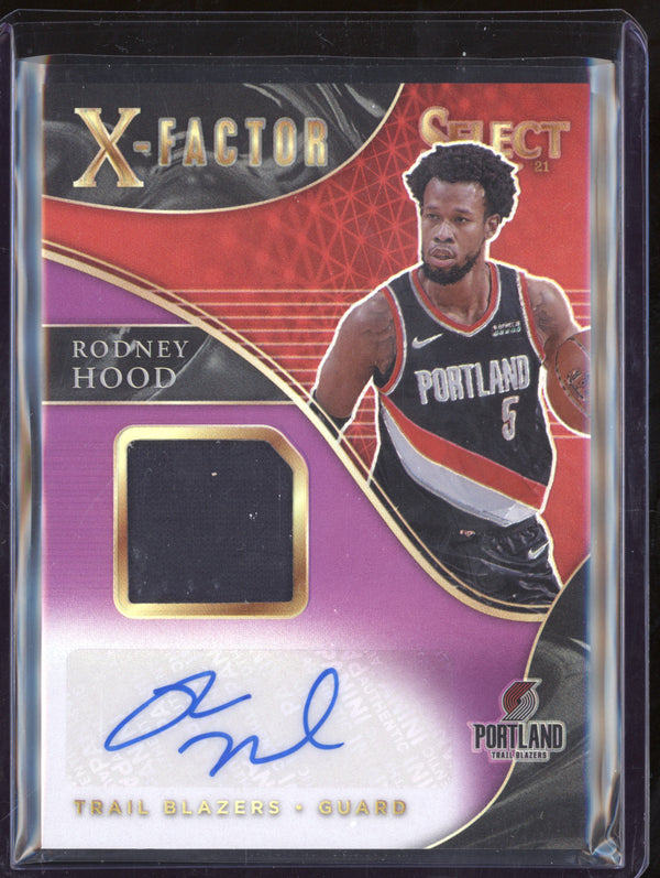 Rodney Hood 2020-21 Panini Select XF-RHD X-Factor Memorabilia Auto Purple 56/99