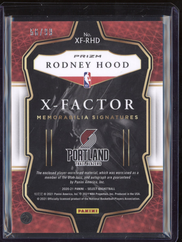 Rodney Hood 2020-21 Panini Select XF-RHD X-Factor Memorabilia Auto Purple 56/99