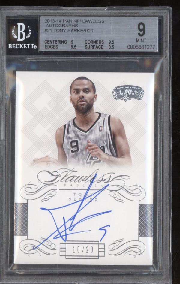 Tony Parker 2013-14 Panini Flawless 21 Autographs 10/20 BGS 9/10