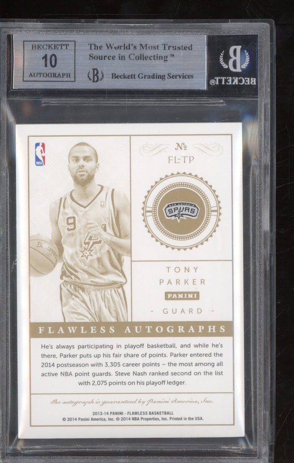 Tony Parker 2013-14 Panini Flawless 21 Autographs 10/20 BGS 9/10