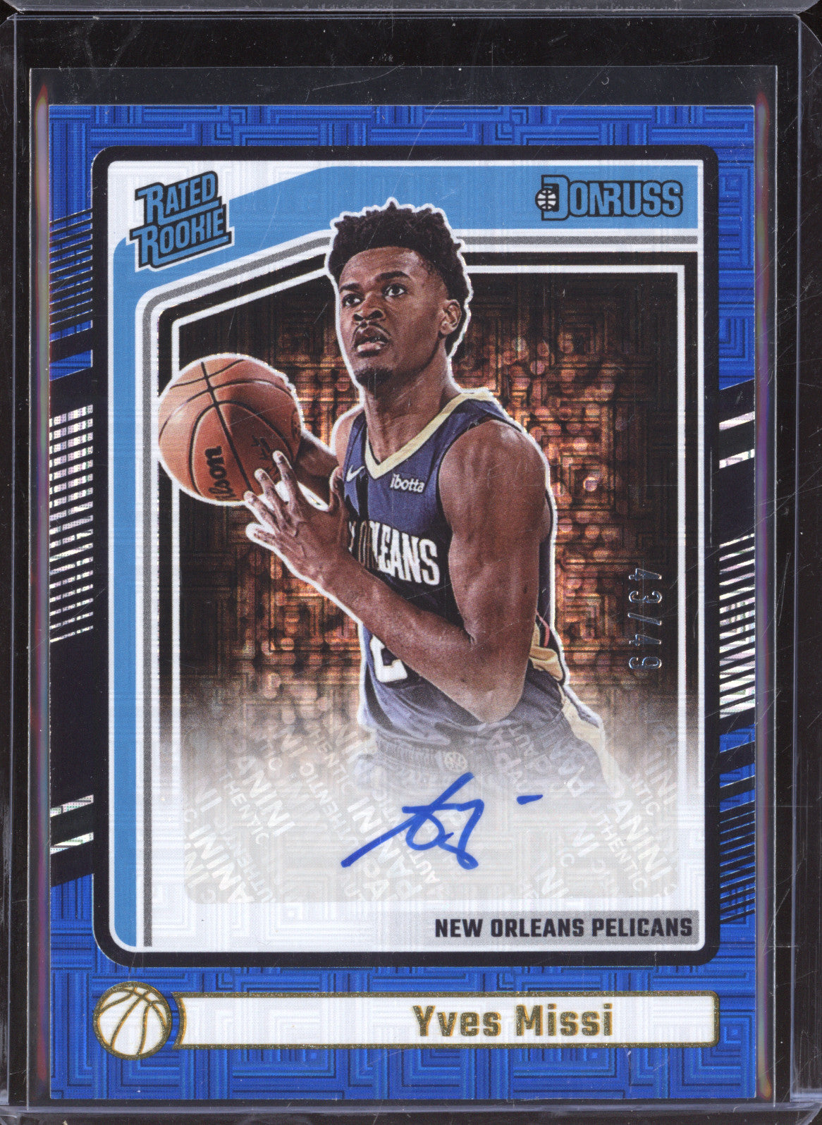 Yves Missi 2024-25 Panini Donruss 263 Rated Rookie Blue Choice Auto /49