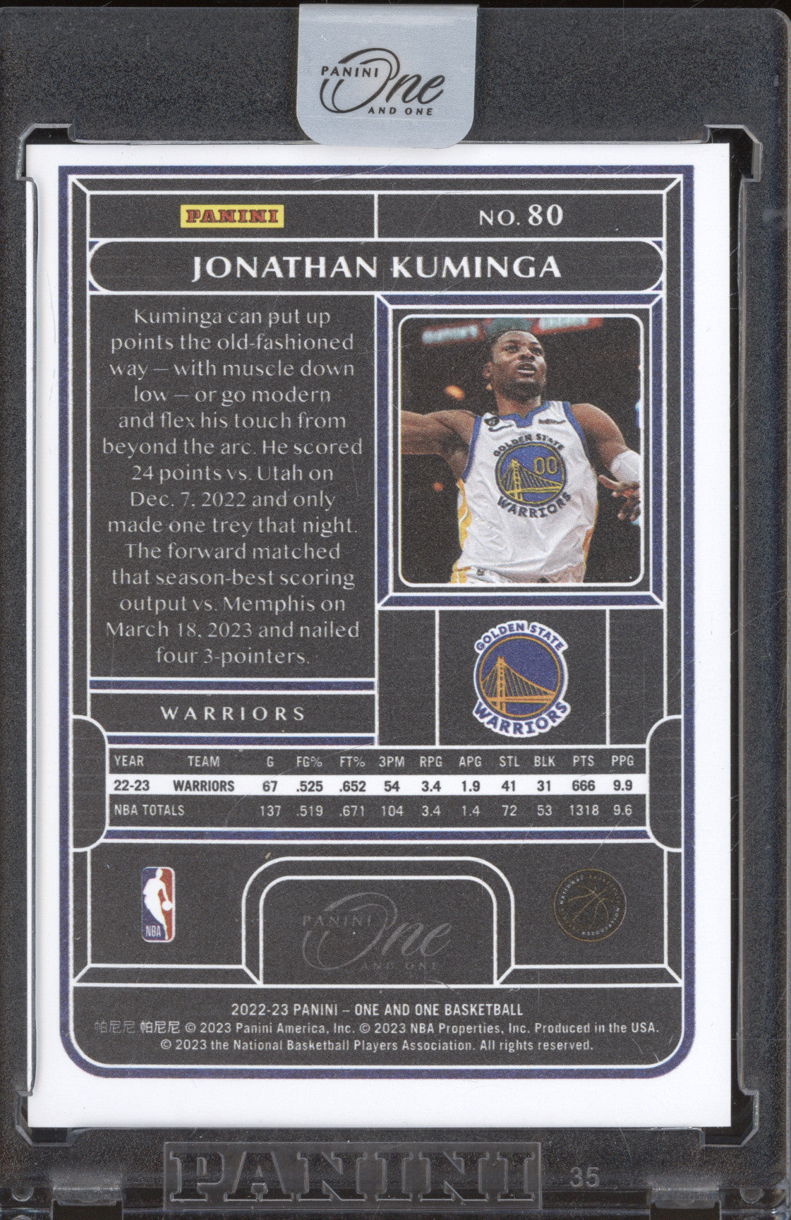 Jonathan Kuminga 2022-23 Panini One and One 80 Blue 26/40