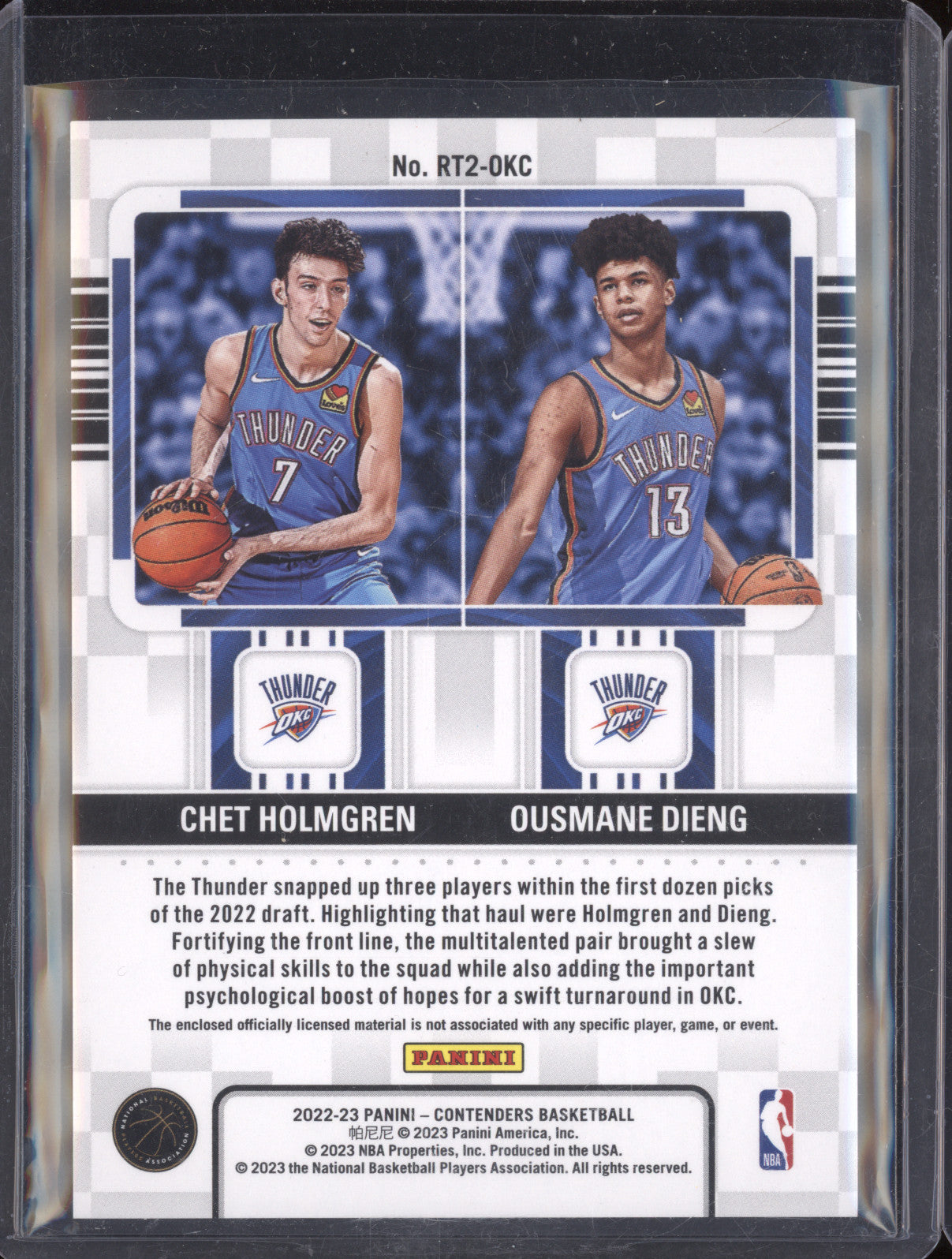 Chet Holmgren & Ousmane Dieng 2022 Panini Contenders RT2-OKC Rookie Dual Ticket