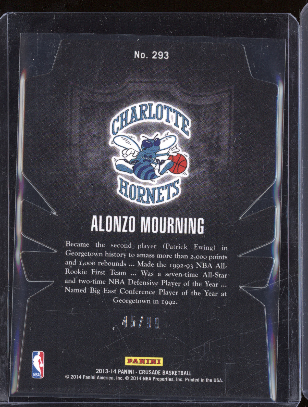 2013-14 Panini Crusade 293 Alonzo Mourning Crusade Die-Cut 45/99