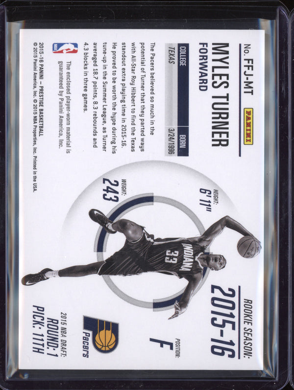 Myles Turner 2015-16 Panini Prestige FFJ-MT Freshman Fabrics Jumbo RC