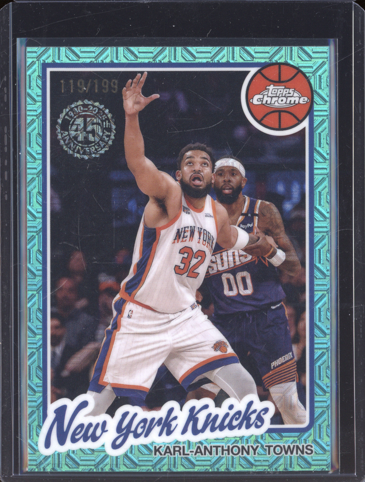 2025 NBA Basketball Topps Karl Anthony-Towns TC-KT 1980 Chrome Aqua Mojo /199