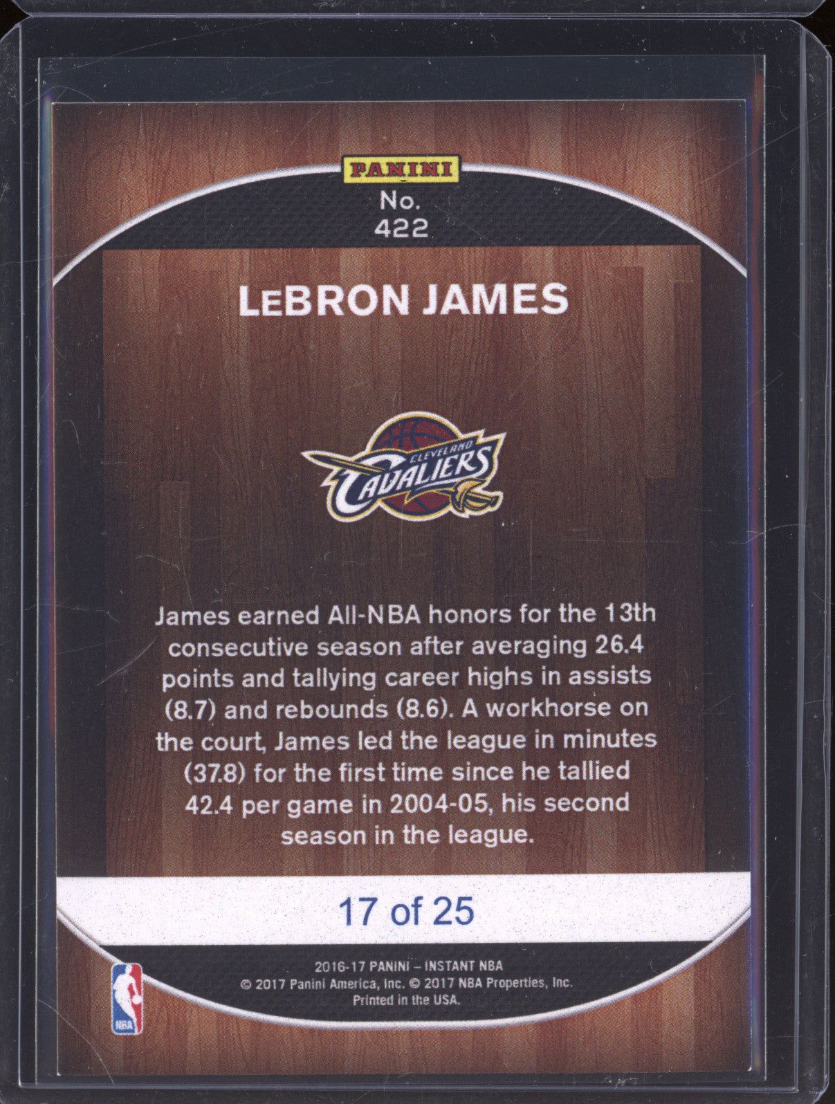 2016-17 Panini Instant 422 LeBron James 17/25