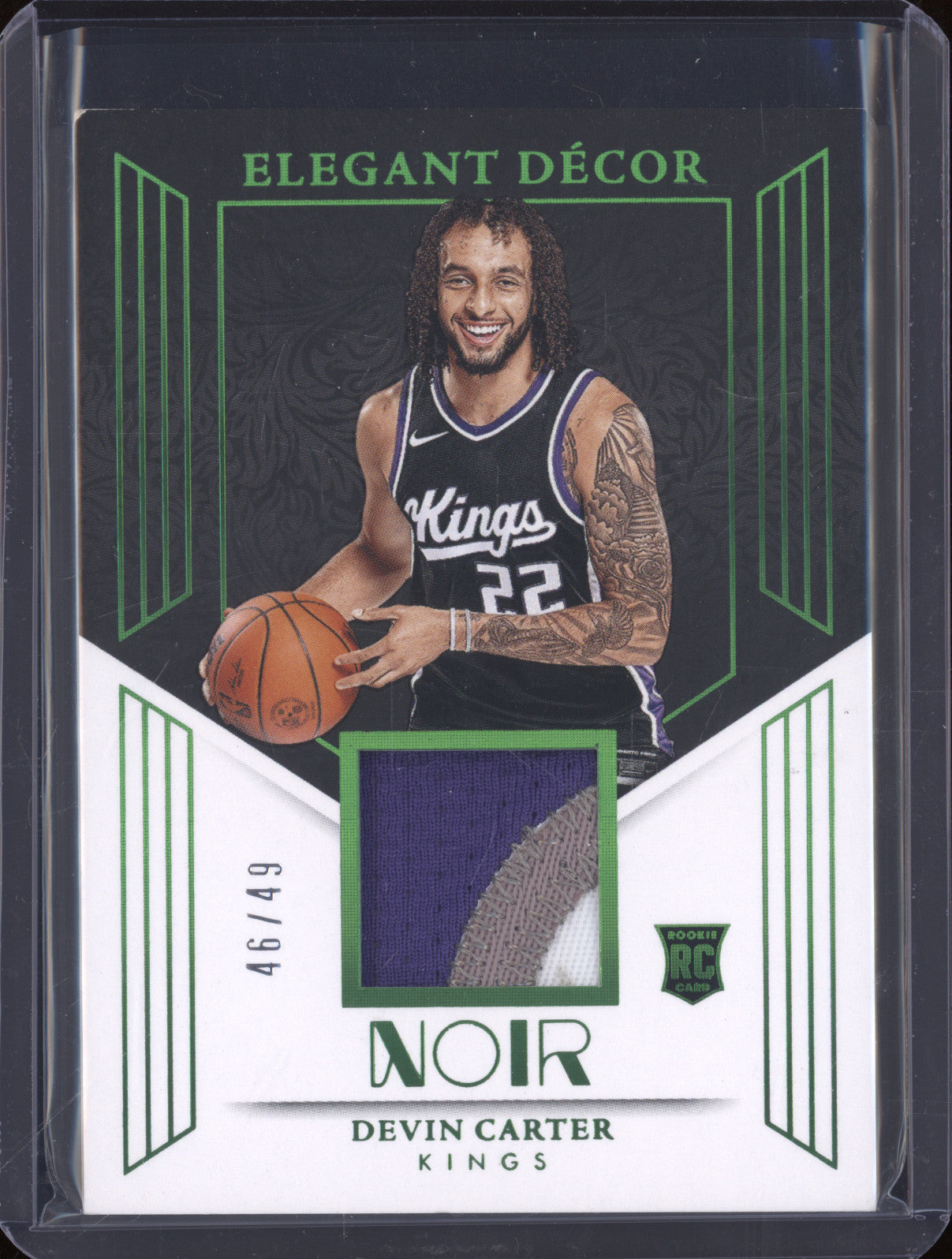 Devin Carter 2024-25 Panini Noir EDR-DEV Elegant Decor Green RC /49
