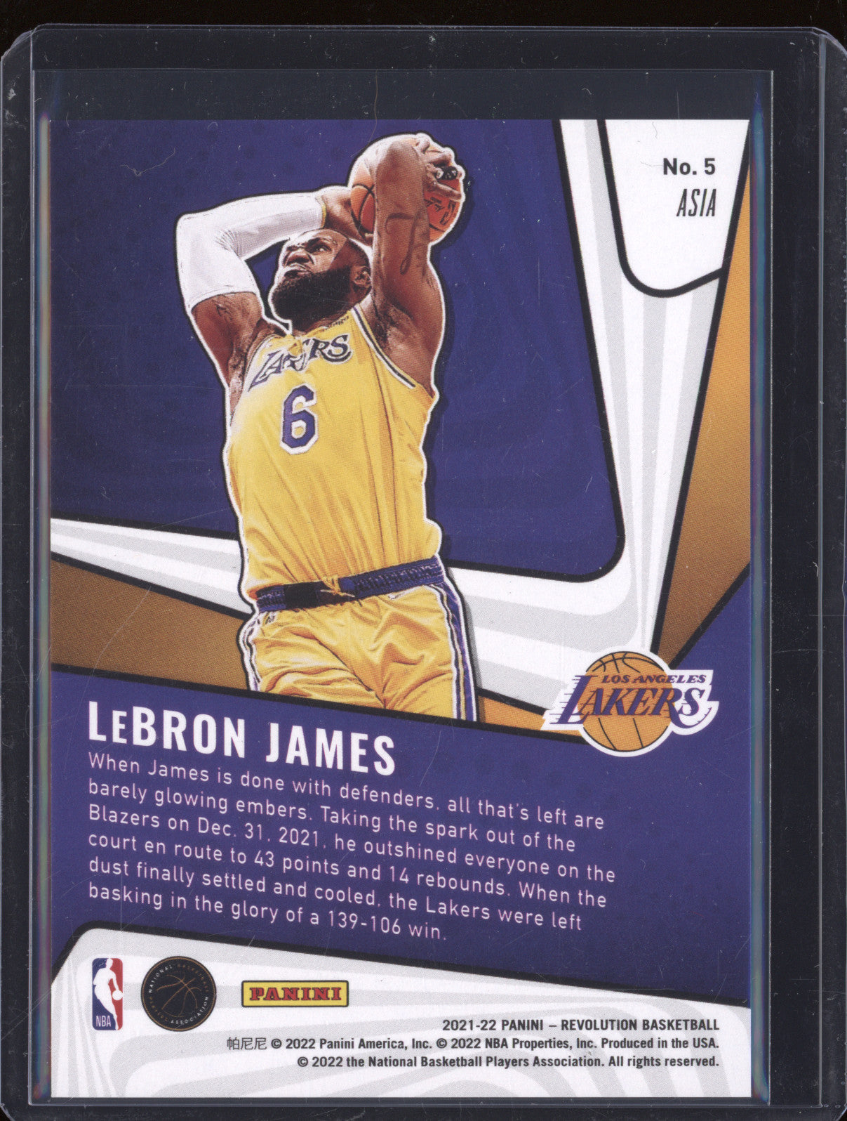 2021-22 Panini Revolution 5 LeBron James Supernova Asia