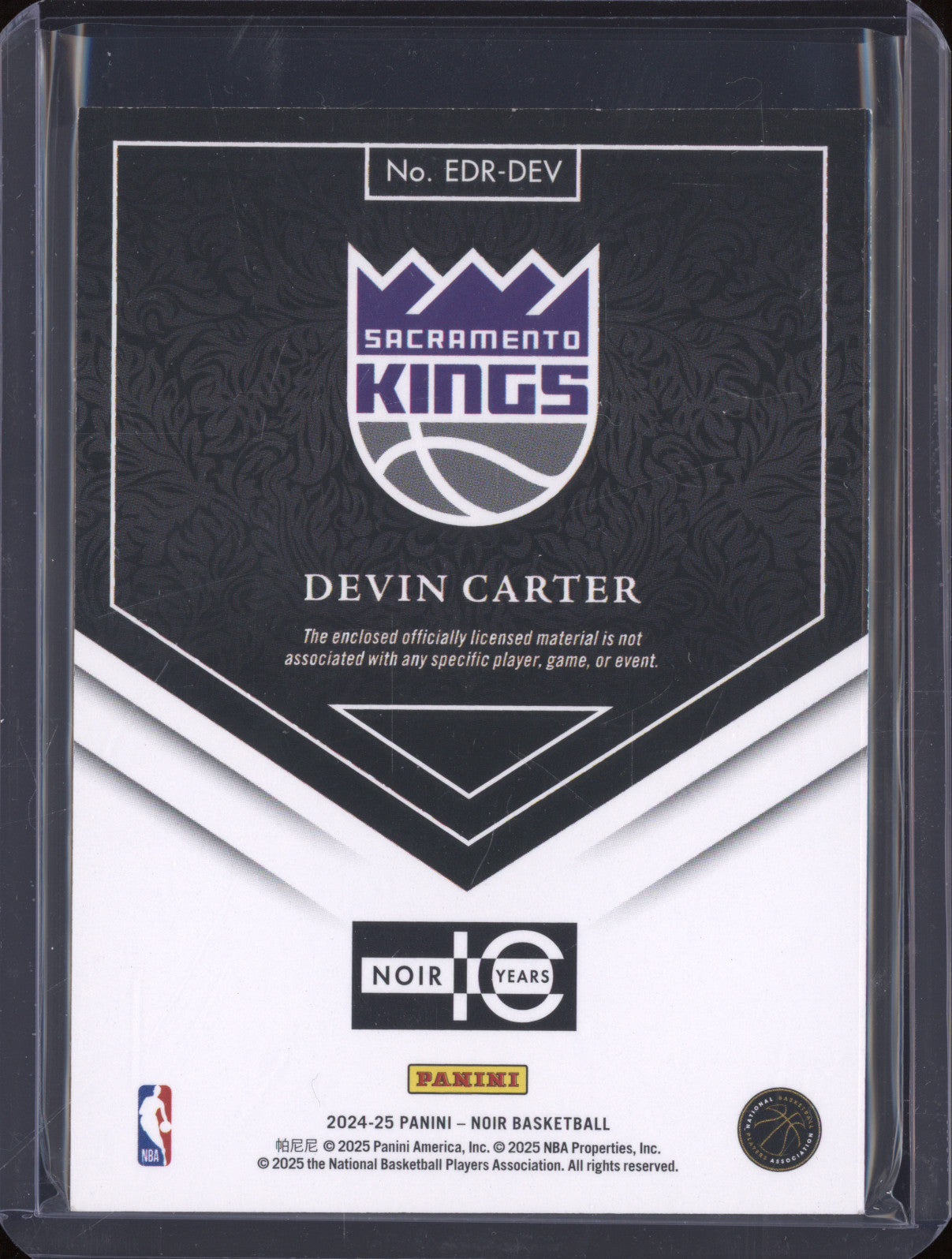 Devin Carter 2024-25 Panini Noir EDR-DEV Elegant Decor Green RC /49