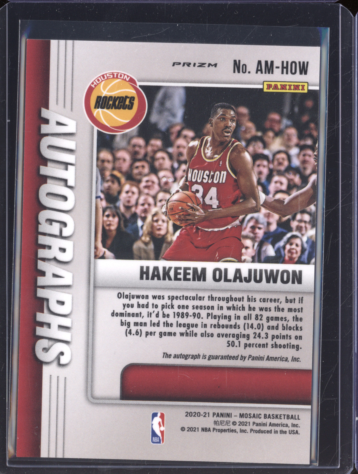 2020-21 Panini Mosaic AM-HOW Hakeem Olajuwon Mosaic Autographs