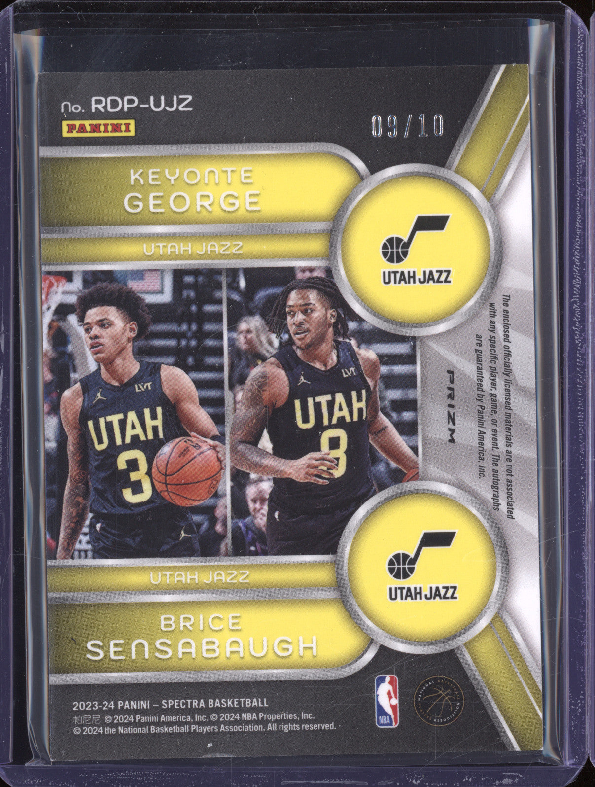 2023-24 Panini Spectra RDP-UJZ Keyonte George Brice Sensabaugh Dual RPA RC 09/10