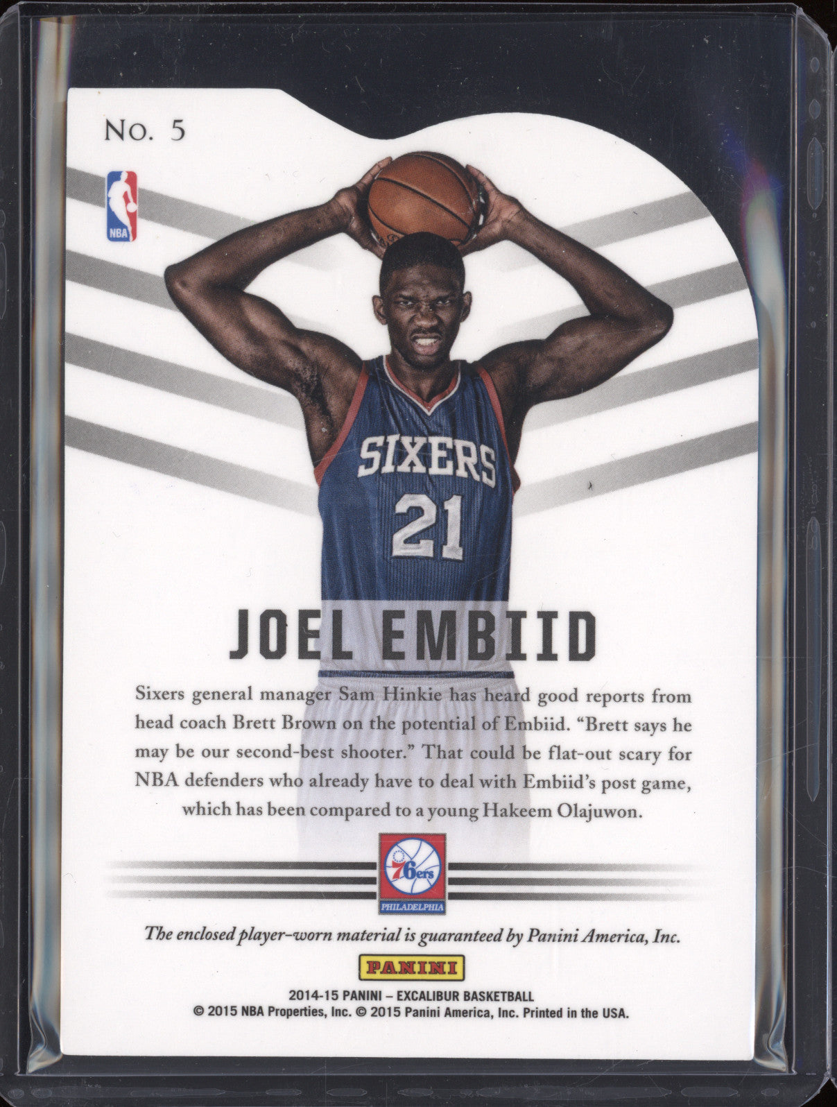 2014-15 Panini Excalibur 5 Fresh Faces Joel Embiid Die-Cut RC
