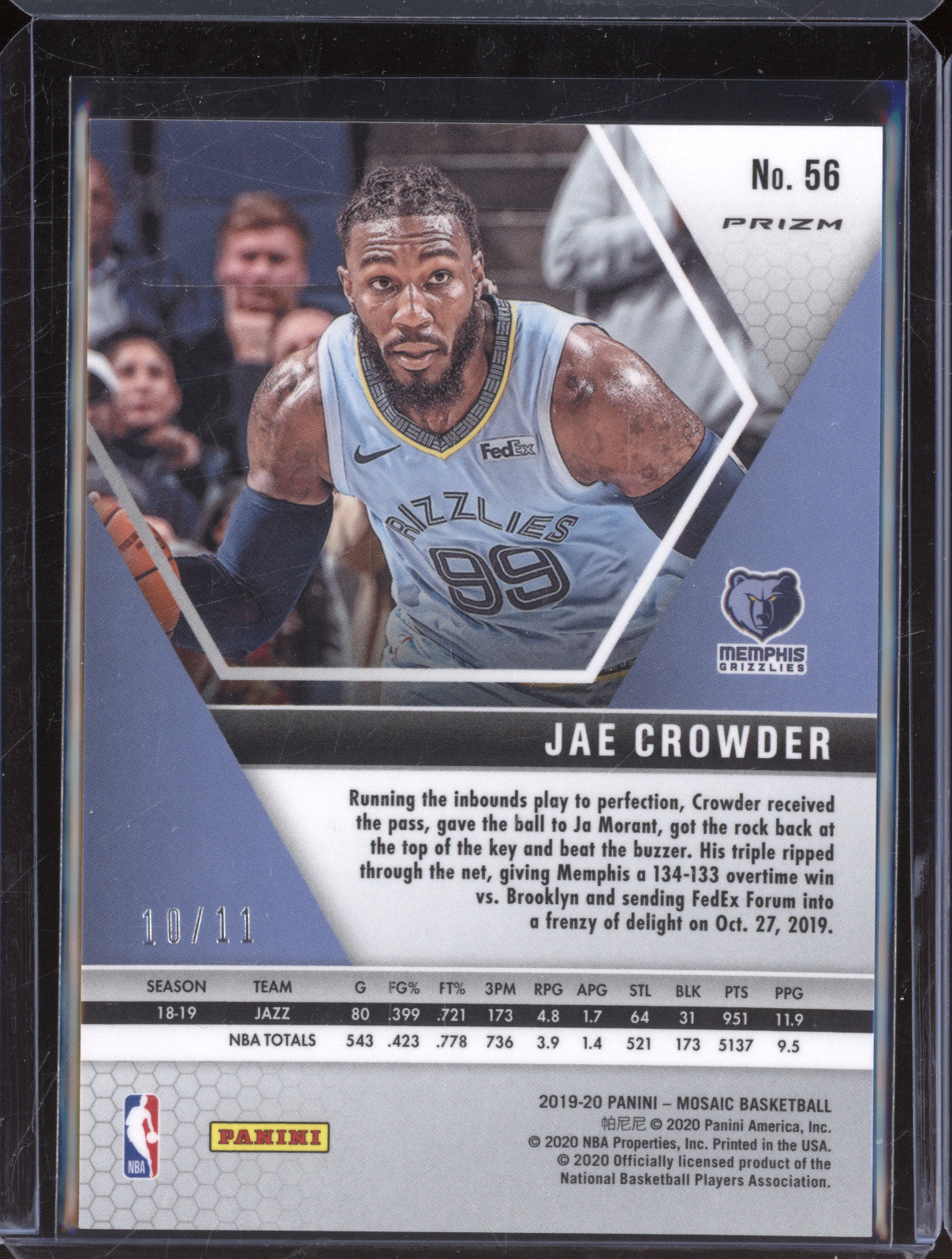 Jae Crowder 2020-21 Panini Mosaic 56 Pink Swirl Prizm /11