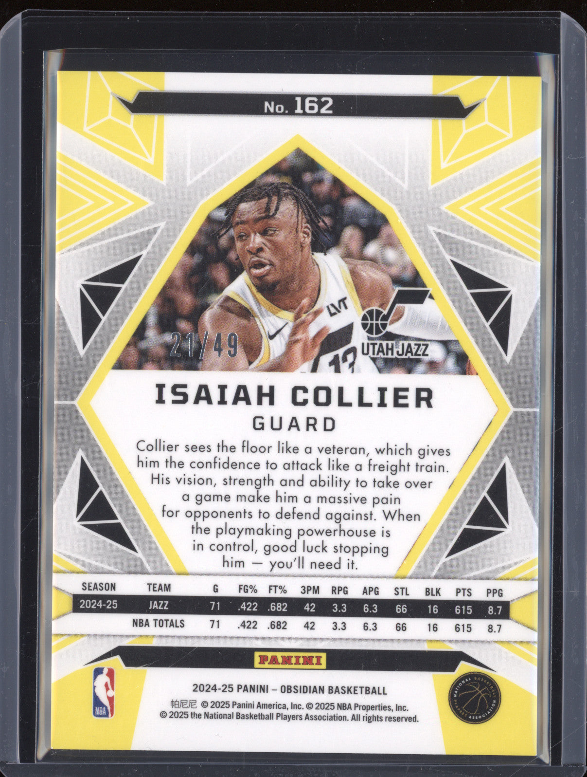 Isiah Collier 2024 Panini Obsidian 162 Electric Etch Fire and Ice Flood RC /49