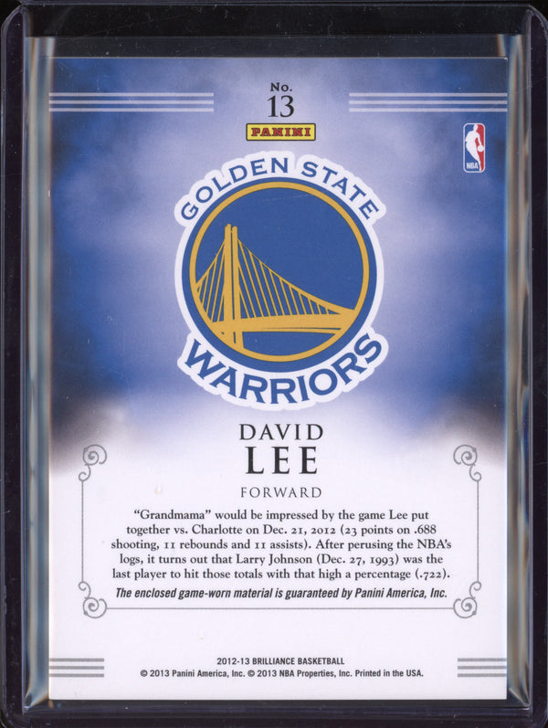 David Lee 2012-13 Panini Brilliance 13 Game Time Jerseys