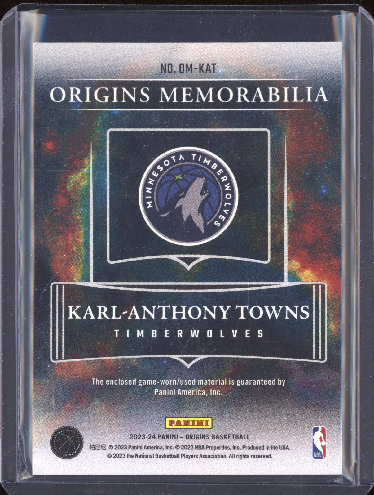 Karl-Anthony Towns 2023-24 Panini Origins OM-KAT Origins Memorabilia Gold /10