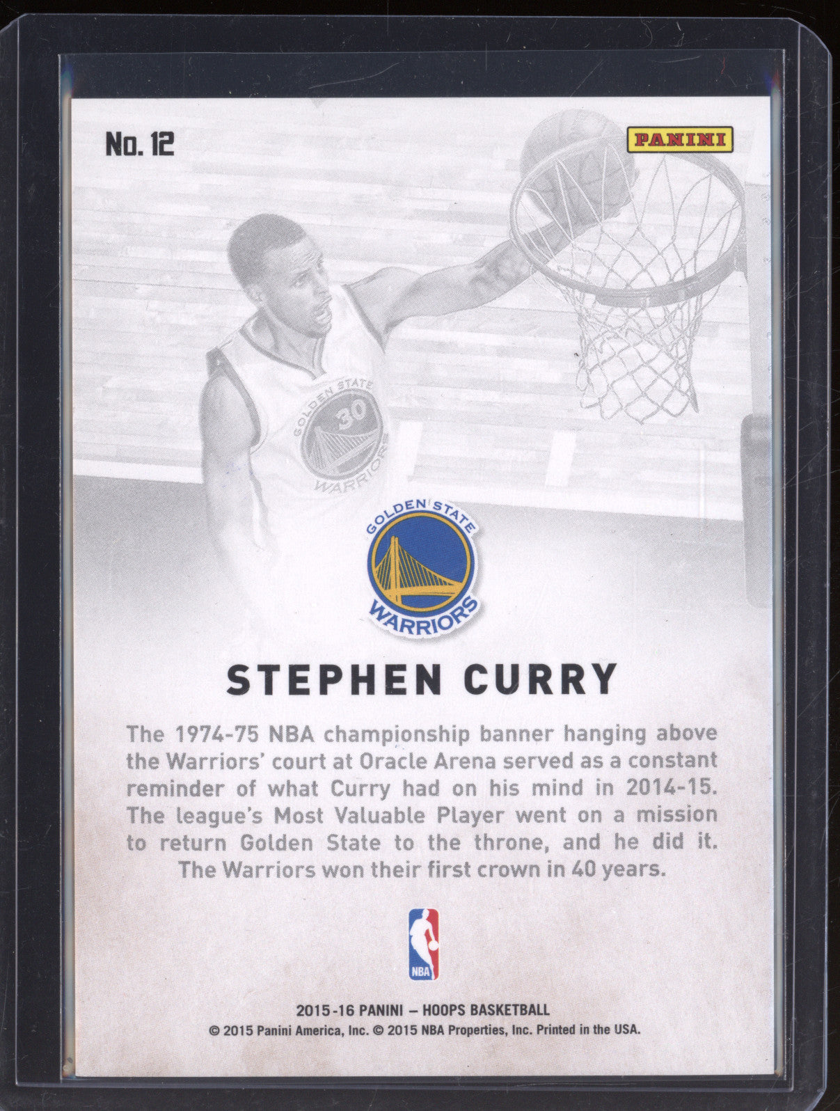 2015-16 Hoops 12 Stephen Curry Birds Eye View Green 21/25