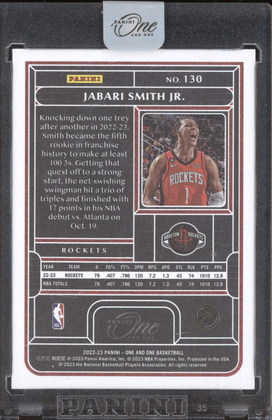 2022-23 Panini One and One 130 Jabari Smith Jr. Purple RC 24/25