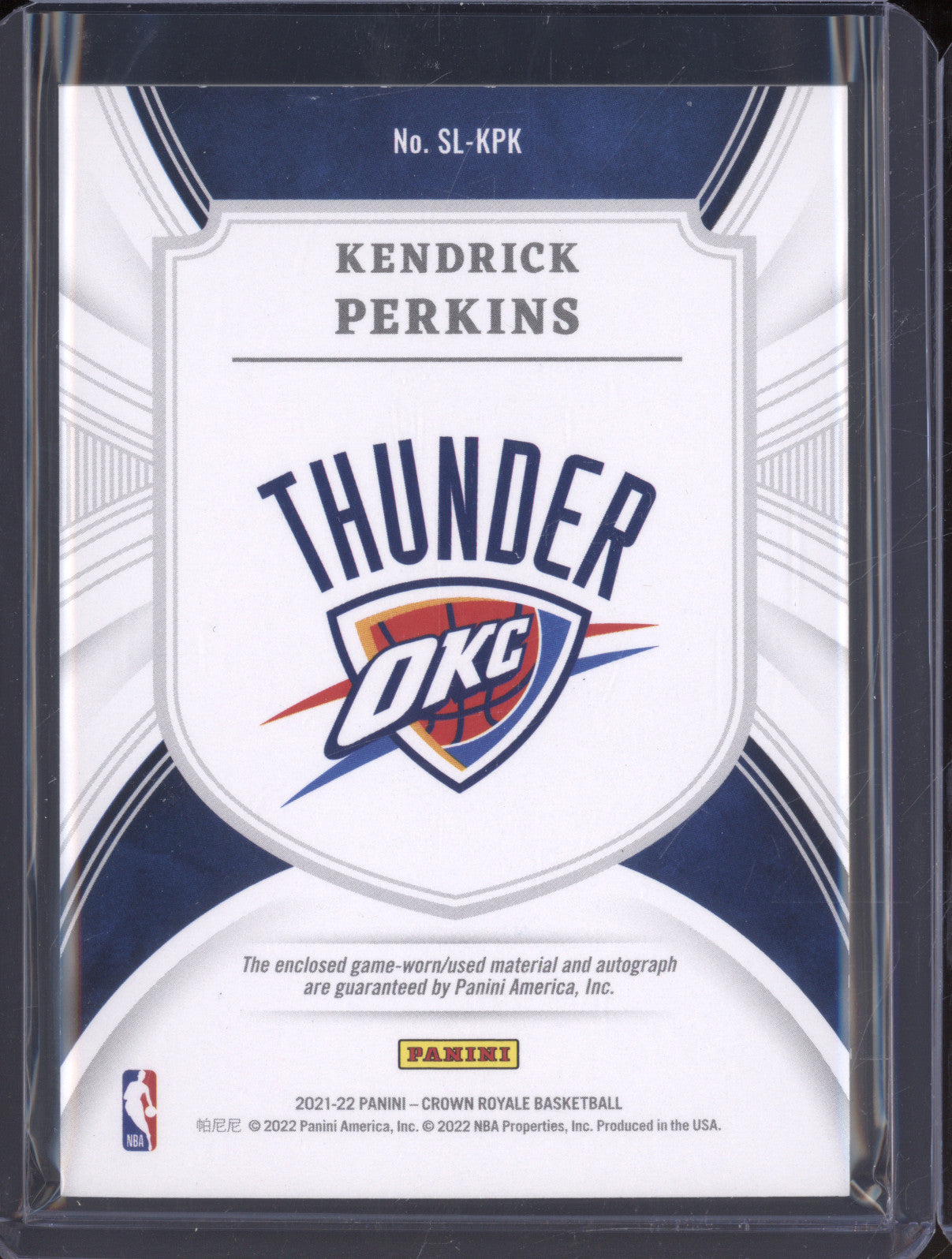 Kendrick Perkins 2021-22 Panini Crown Royale SL-KPK Silhouettes Auto /99