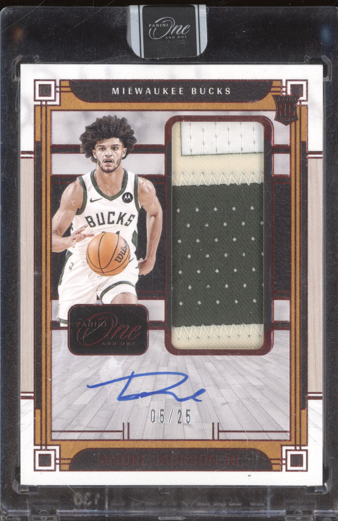 2023-24 Panini One and One RJJ-AJJ Andre Jackson Jr. Rookie Jersey Auto 05/25