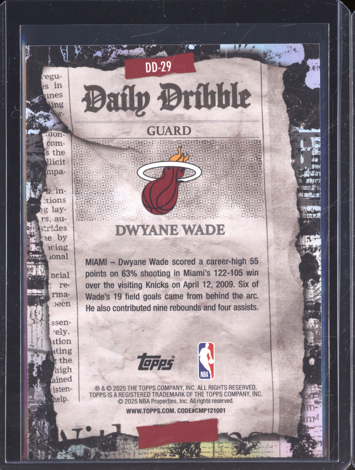 2025 NBA Basketball Topps Dwayne Wade DD-29 Daily Dribble