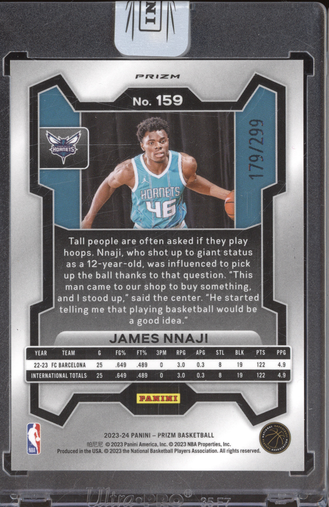 2023-24 Panini Prizm 159 James Nnaji Red RC 179/299