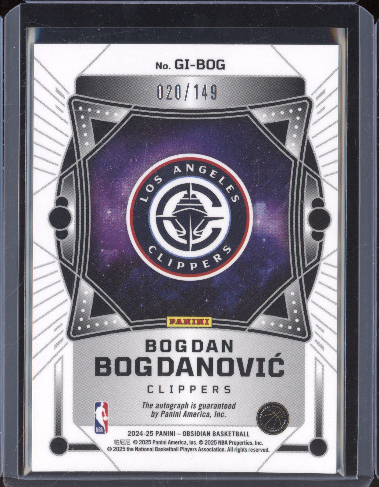 Bogdan Bogdanovic 2024-25 Panini Obsidian GI-BOG Galaxy Ink Auto /149