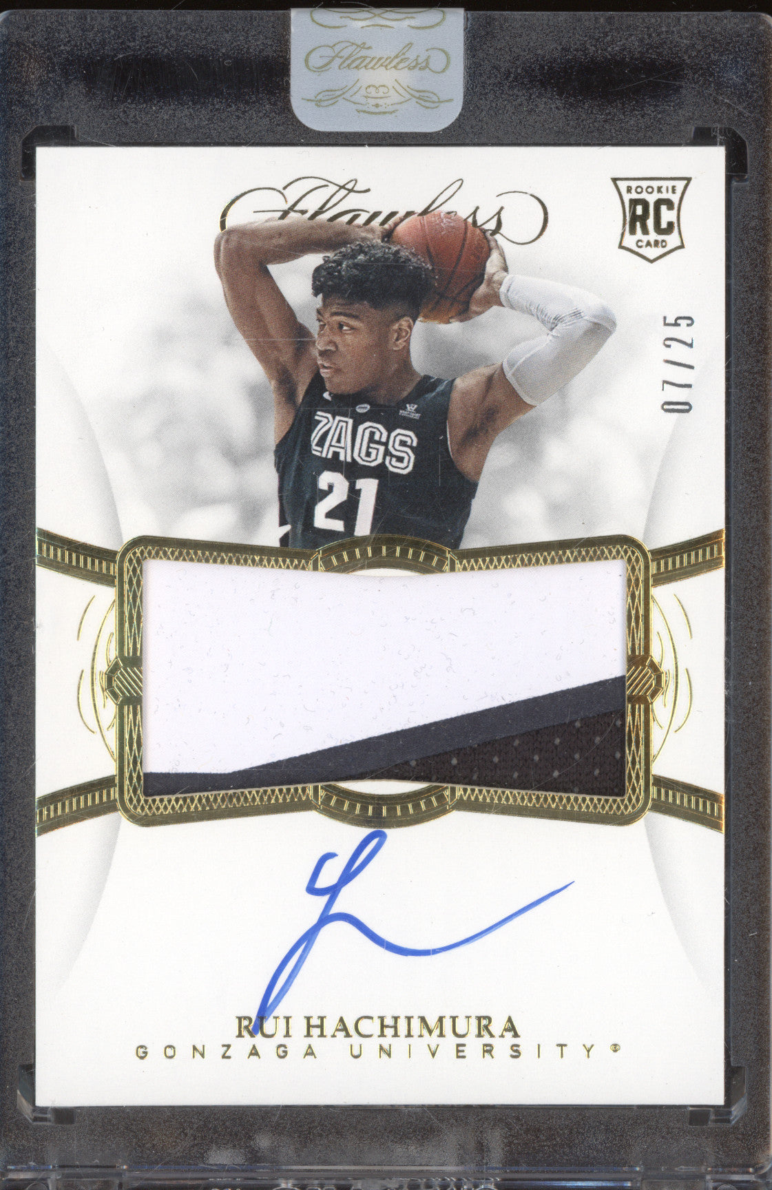 2019 Panini Flawless Collegiate 111 Rui Hachimura Gold RC 07/25