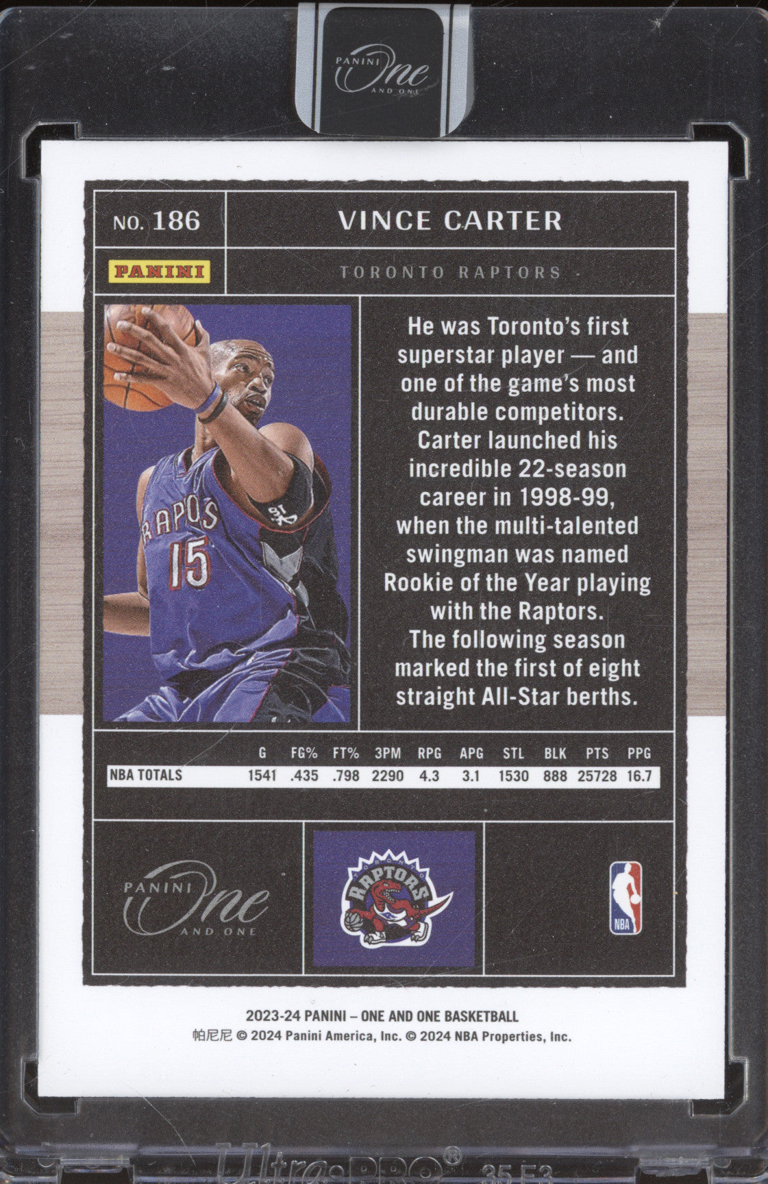 2023-24 Panini One and One 186 Vince Carter Red 03/15