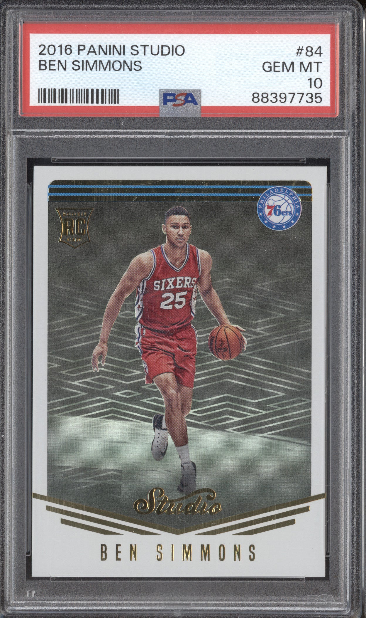 2016-17 Panini Studio 84 Ben Simmons RC PSA 10