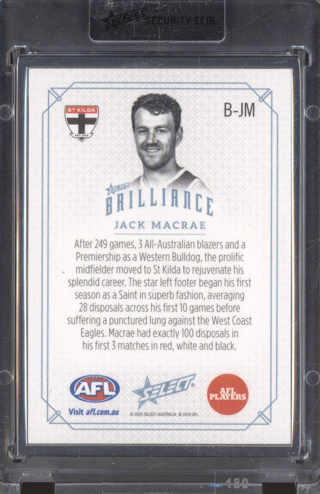 2025 AFL Select Brilliance B-JM Jack Macrae St Kilda 34/50