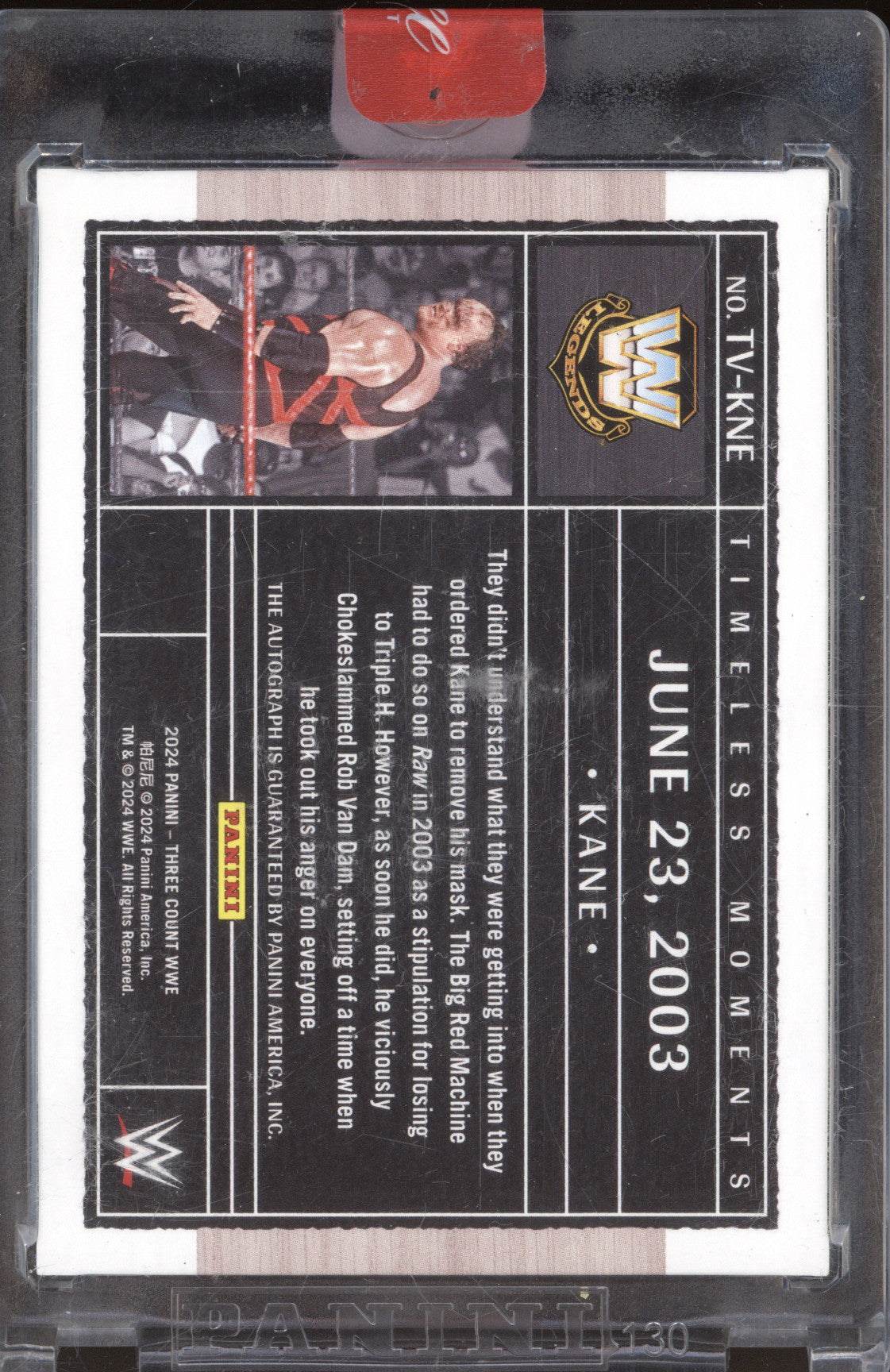 2024 WWE Panini Three Count Timeless Moments Kane Red Auto 12/15