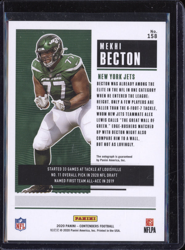 Mekhi Becton 2020 Panini Contenders 158 Champoinship Ticket Auto RC 45/49