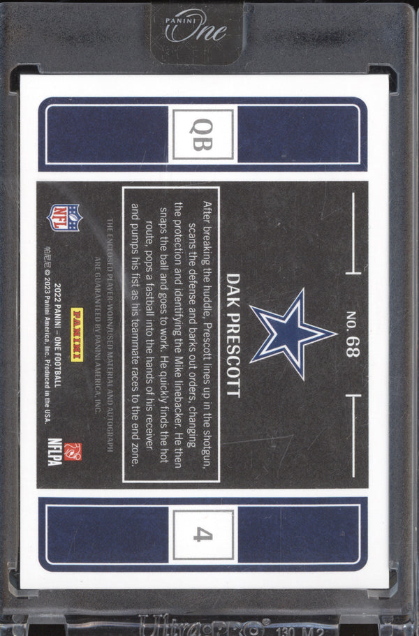 Dak Prescott 2022 Panini One 68 Quad Patch Autograph 2/10