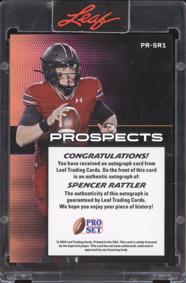 Spencer Rattler 2024 Leaf Pro Set PR-SR1 Prospects Lenticular Autograph