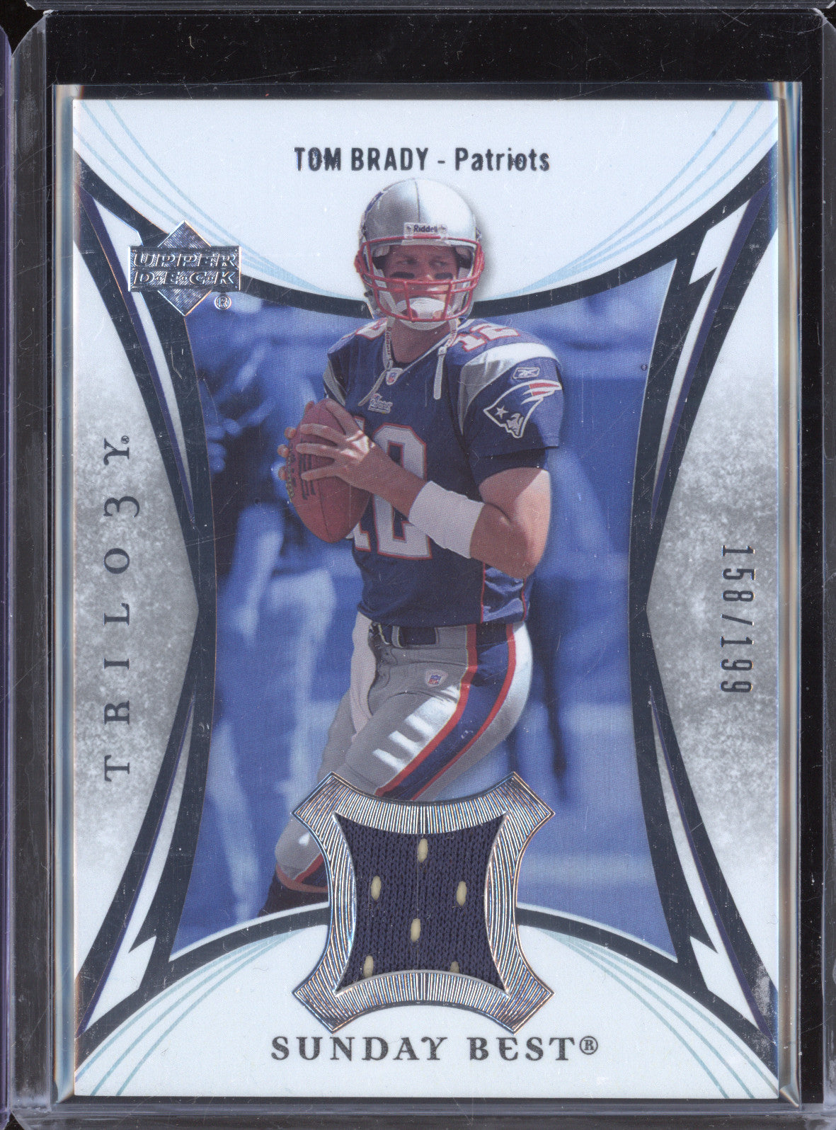 Tom Brady 2007 Upper Deck Trilo3y SB-TB Sunday Best Jersey Silver 158/199